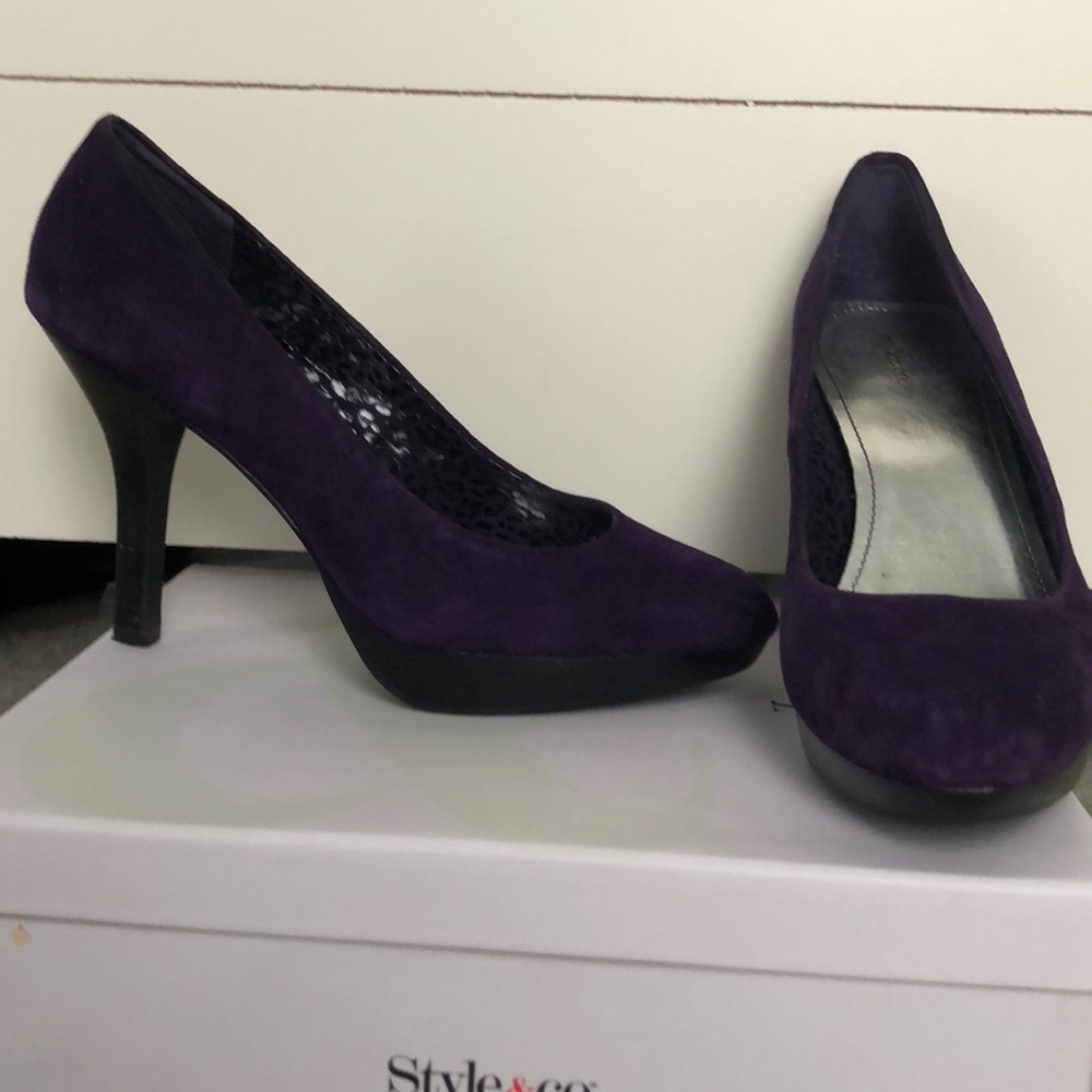 Purple suede heels